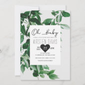 オーベビーカント素朴リーウッド緑のベビーシャワー 招待状 (正面)