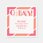 オーベビーガールコーラルタイポグラフィモダンベビーシャワー スタンダードカクテルナプキン (正面)