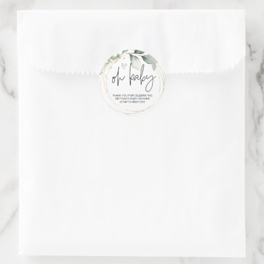 オーベビーガール男の子かわいい赤ちゃんシャワーシンプルエレガント ラウンドシール (バッグ)