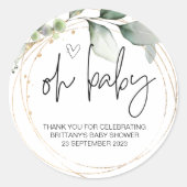 オーベビーガール男の子かわいい赤ちゃんシャワーシンプルエレガント ラウンドシール (正面)
