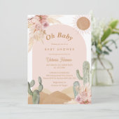 オーベビーガール砂漠の赤ちゃんシャワー南西ボホ 招待状 (スタンド正面)