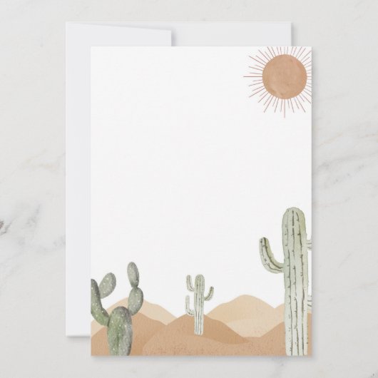 オーベビーガール砂漠の赤ちゃんシャワー南西ボホ 招待状 (裏面)