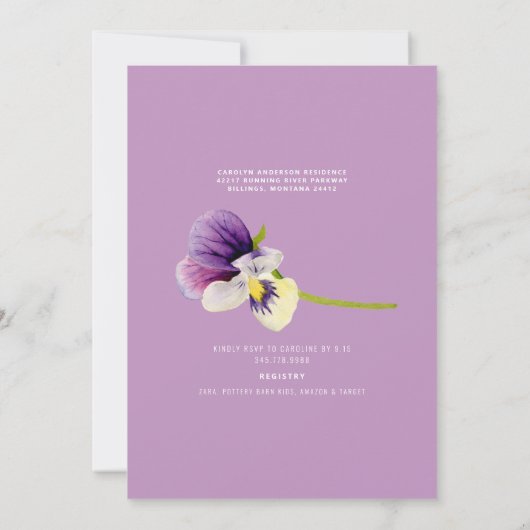 オーベビーガール超音波フローラスウィート招待状 招待状 (裏面)