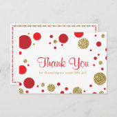 オーベビーガール、サンキューカード、フェイクグリッター サンキューカード (正面/裏面)