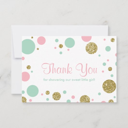 オーベビーガール、サンキューカード、フェイクグリッター サンキューカード (正面)