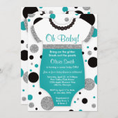 オーベビーガール、ベビーシャワー招待状、フェイクグリッター 招待状 (正面/裏面)