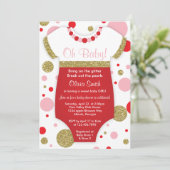 オーベビーガール、ベビーシャワー招待状、フェイクグリッター 招待状 (スタンド正面)