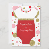 オーベビーガール、ベビーシャワー招待状、フェイクグリッター 招待状 (裏面)