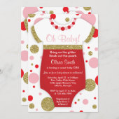 オーベビーガール、ベビーシャワー招待状、フェイクグリッター 招待状 (正面/裏面)