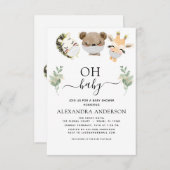 オーベビーシャワーウッドランドユーカリ 招待状 (正面/裏面)