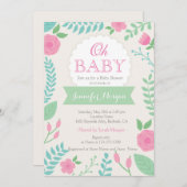 オーベビーシャワーガーリースウィートシックフローラ招待状 招待状 (正面/裏面)