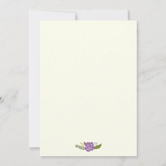 オーベビーシャワーパープル&オレンジ色のフローラ 招待状 (裏面)