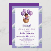 オーベビーシャワーパープル 招待状 (正面/裏面)