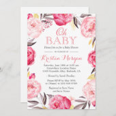 オーベビーシャワーロマンチック植物学フローラリース 招待状 (正面/裏面)