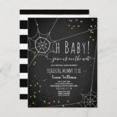 オーベビースパイダーウェブハロウィーンバーチャルベビーシャワー 招待状 (正面/裏面)