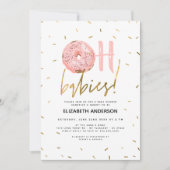 オーベビードーナツ&スプリンクルズ金ゴールドガールベビーシャワー  招待状 (正面)