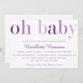 オーベビーパープはっきりしたルタイポグラフィベビーシャワー 招待状 (正面/裏面)