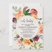 オーベビーブルゴーニュ赤面フローラ秋ベビーシャワー 招待状 (正面)