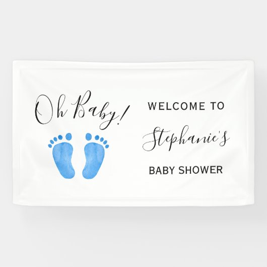オーベビーブルーウェルカムベビーシャワー 横断幕 (横)
