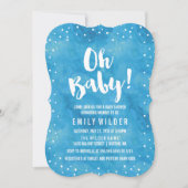 オーベビーブルーウォーターカラーベビーシャワー 招待状 (正面)