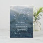 オーベビーブルーウォーターカラーベビーシャワー 招待状 (スタンド正面)