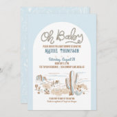 オーベビーブルーカウボーイデザートベビーシャワー招待状 招待状 (正面/裏面)