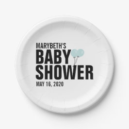 オーベビーブルーバルーンベビーシャワー紙プレート ペーパープレート