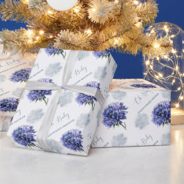 オーベビーブルーフローラベイビーシャワー ラッピングペーパー