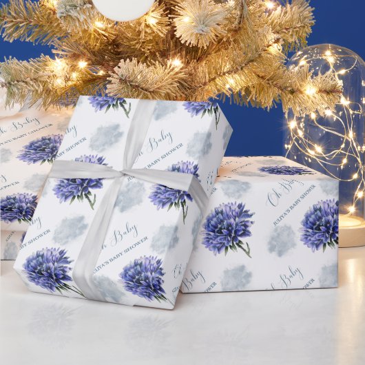 オーベビーブルーフローラベイビーシャワー ラッピングペーパー (クリスマス)