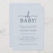 オーベビーブルーベビーシャワー 招待状 (正面/裏面)