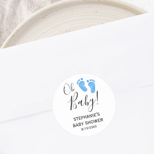オーベビーブルー足ベビーシャワー ラウンドシール
