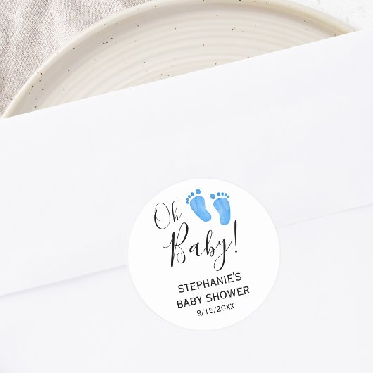 オーベビーブルー足ベビーシャワー ラウンドシール