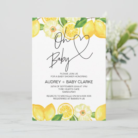 オーベビーベ男女兼用ビーシャワーサマーレモン 招待状 (スタンド正面)