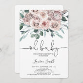 オーベビーボホシックフローラバラベビーシャワーガール 招待状 (正面/裏面)