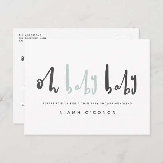 オーベビーモダンツコンテンポラリーインベビーシャワー シーズンポストカード (正面/裏面)