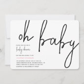 オーベビーモダン招待状ピンク 招待状 (正面)