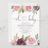 オーベビー赤面ブルゴーニュガールベビーシャワーフローラ 招待状 (正面)