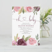 オーベビー赤面ブルゴーニュガールベビーシャワーフローラ 招待状 (スタンド正面)