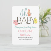 オーベビー農場の動物のベビー素朴シャワー 招待状 (スタンド正面)