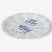 オーベビー |ベビーシューズほこりっぽいブルーボーイベビーシャワー ペーパープレート (アングル)