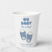 オーベビー |ベビーシューズほこりっぽいブルーボーイベビーシャワー 紙コップ (裏面)