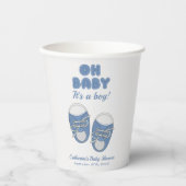 オーベビー |ベビーシューズほこりっぽいブルーボーイベビーシャワー 紙コップ (正面)