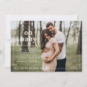 オーベビー |写真シンプル赤ちゃんシャワー 招待状 (正面)