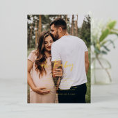 オーベビー |写真シンプル赤ちゃんシャワー 箔招待状 (立ち正面)