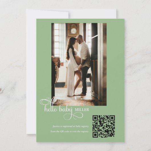 オーベビー |写真男女兼用赤ちゃんシャワー 招待状 (裏面)