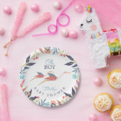 オーベビー | ChicフローラBotanical Storkベビーシャワー ペーパープレート (パーティー)