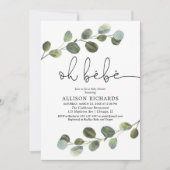 オーベフランスのテーマピンク白黒女の子ベビー 招待状 (正面)