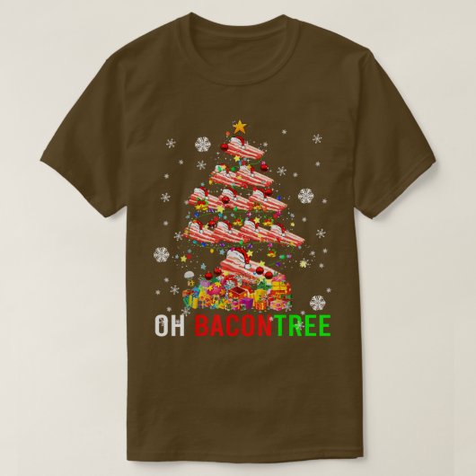 オーベーコンツリーおもしろいクリスマスツリーライツサンタベーコンP Tシャツ (デザイン正面)