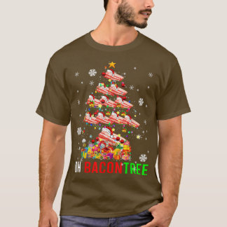 オーベーコンツリーおもしろいクリスマスツリーライツサンタベーコンP Tシャツ