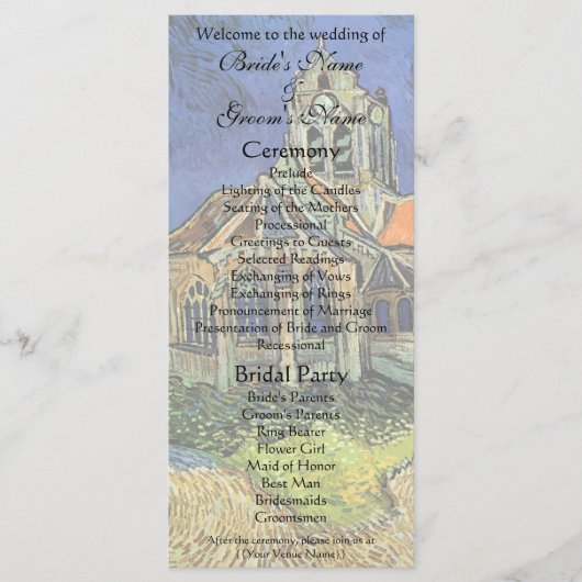 オーベールの教会（Vincent van Goghの結婚式） プログラム (正面)